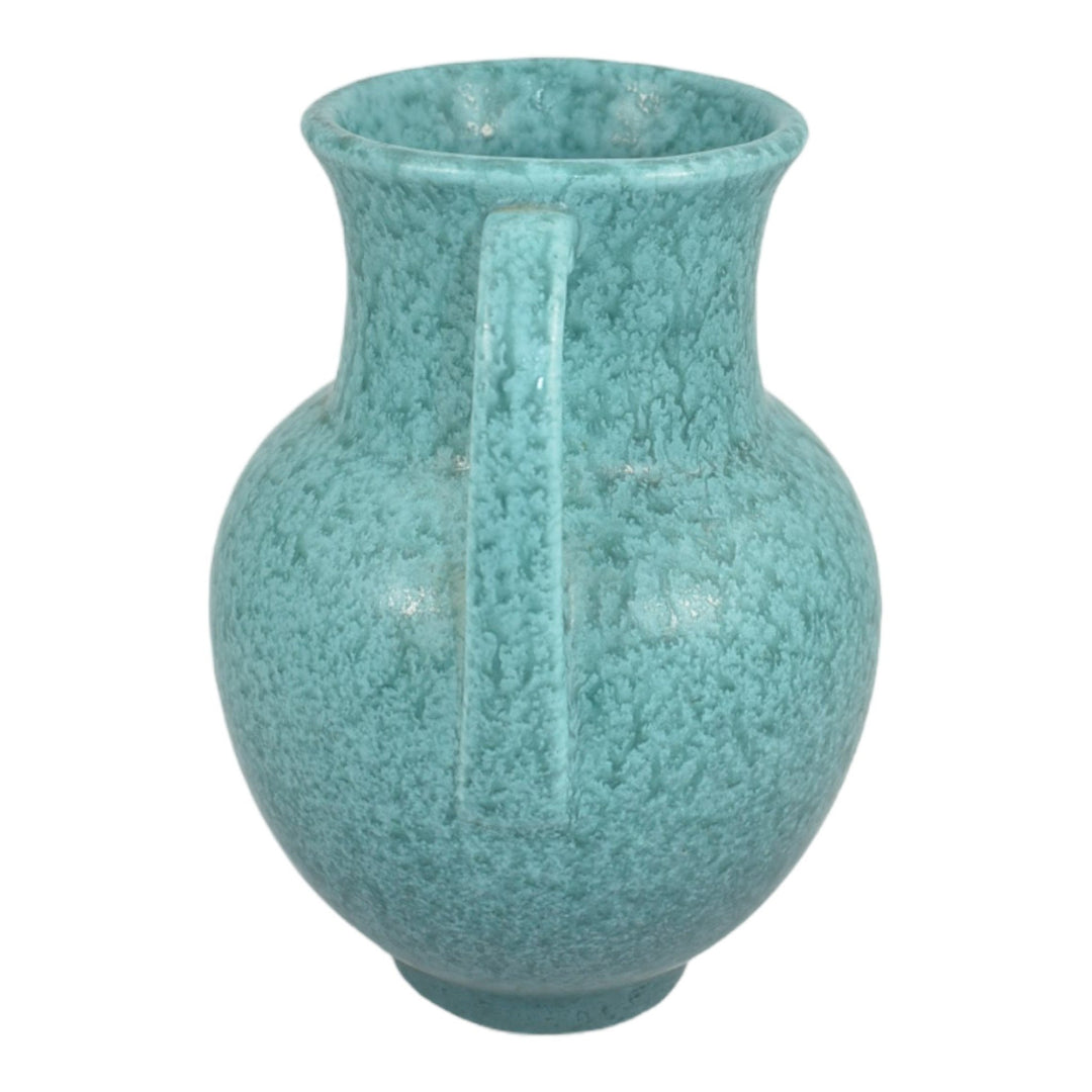 Roseville Tourmaline Blue 1933 Art Deco Pottery Turquoise Flower Vase 679-6 - Just Art Pottery
