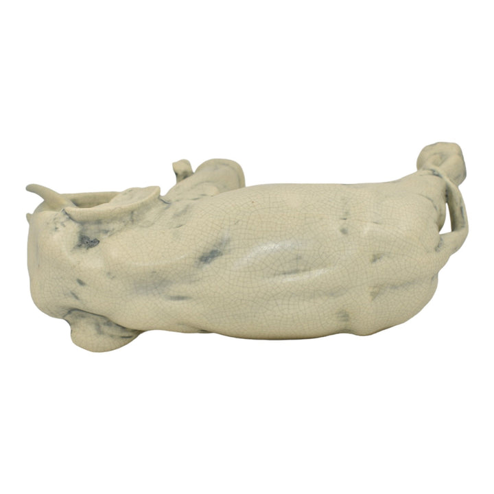Weller Muskota 1920s Vintage Art Pottery White Elephant Ceramic Figurine Statue - Just Art Pottery