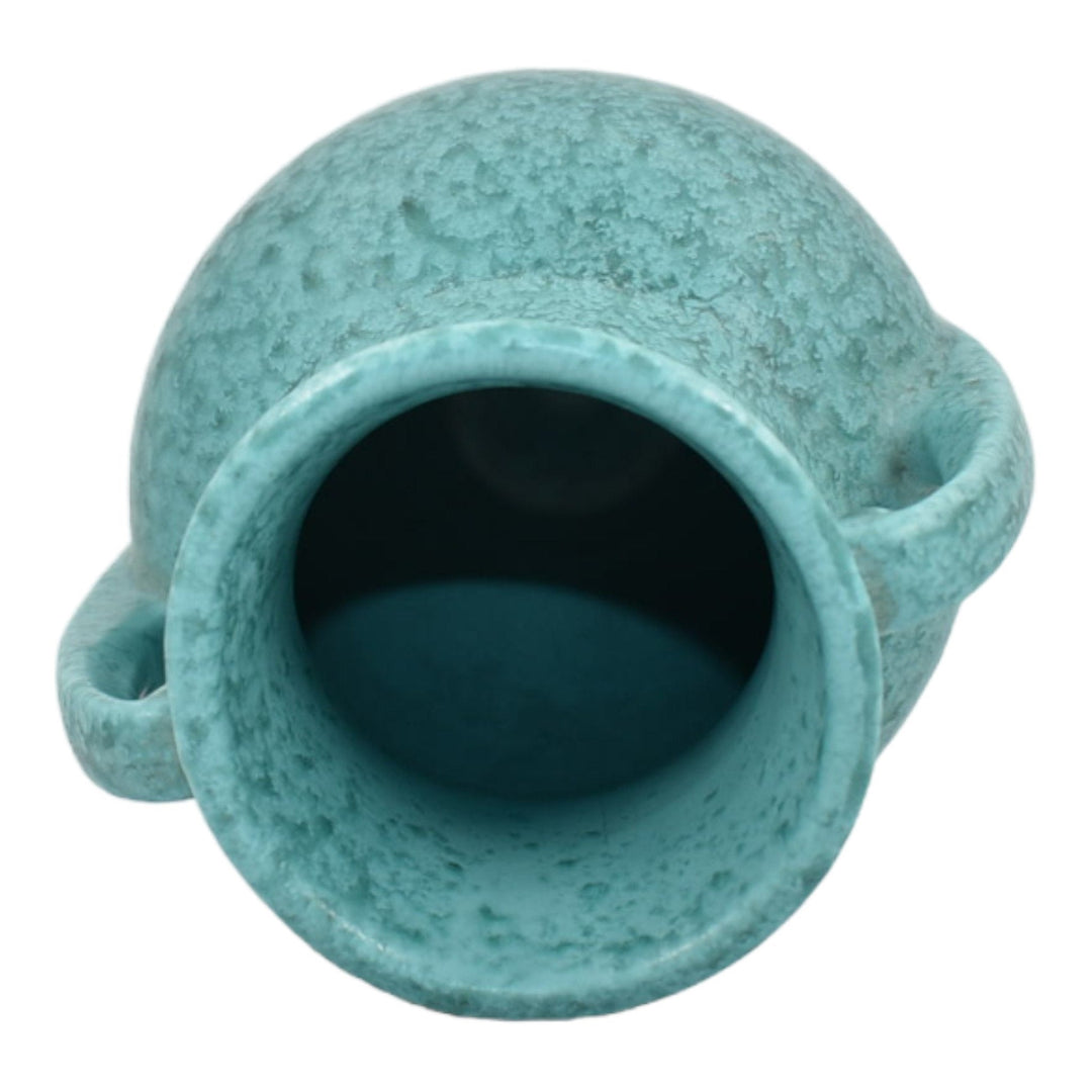 Roseville Tourmaline Blue 1933 Art Deco Pottery Turquoise Flower Vase 679-6 - Just Art Pottery