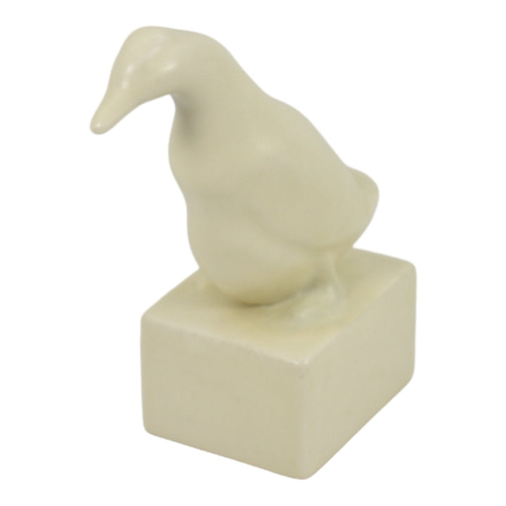 Rookwood 1942 Vintage Art Pottery Matte Ivory Goose Paperweight Figurine 6446 - Just Art Pottery