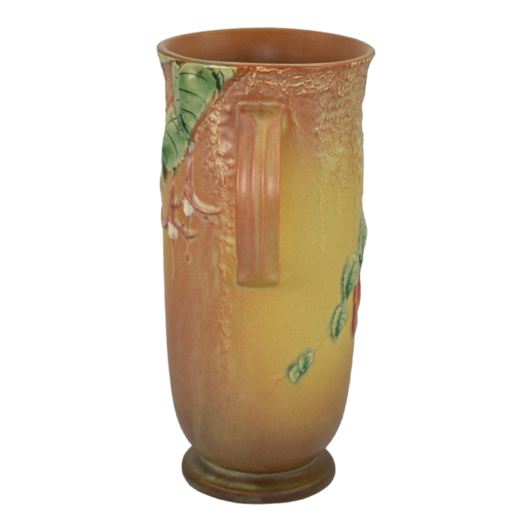 Roseville Fuchsia Brown 1938 Vintage Art Pottery Ceramic Flower Vase 900-9 - Just Art Pottery
