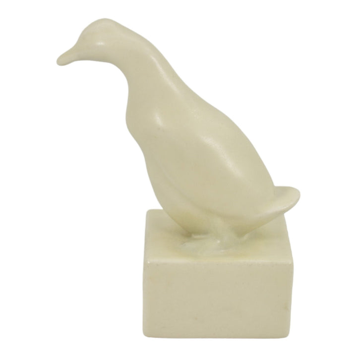 Rookwood 1942 Vintage Art Pottery Matte Ivory Goose Paperweight Figurine 6446 - Just Art Pottery