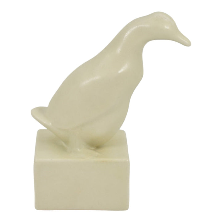 Rookwood 1942 Vintage Art Pottery Matte Ivory Goose Paperweight Figurine 6446 - Just Art Pottery