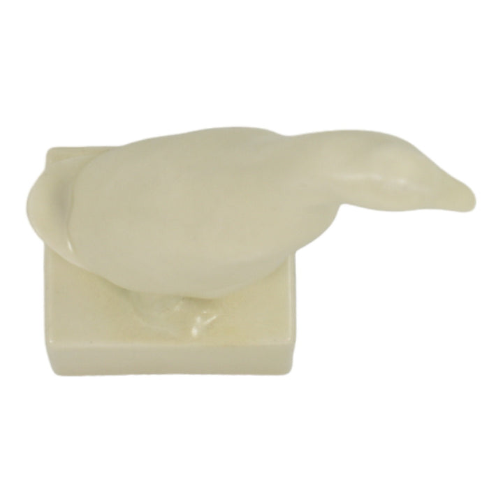 Rookwood 1942 Vintage Art Pottery Matte Ivory Goose Paperweight Figurine 6446 - Just Art Pottery
