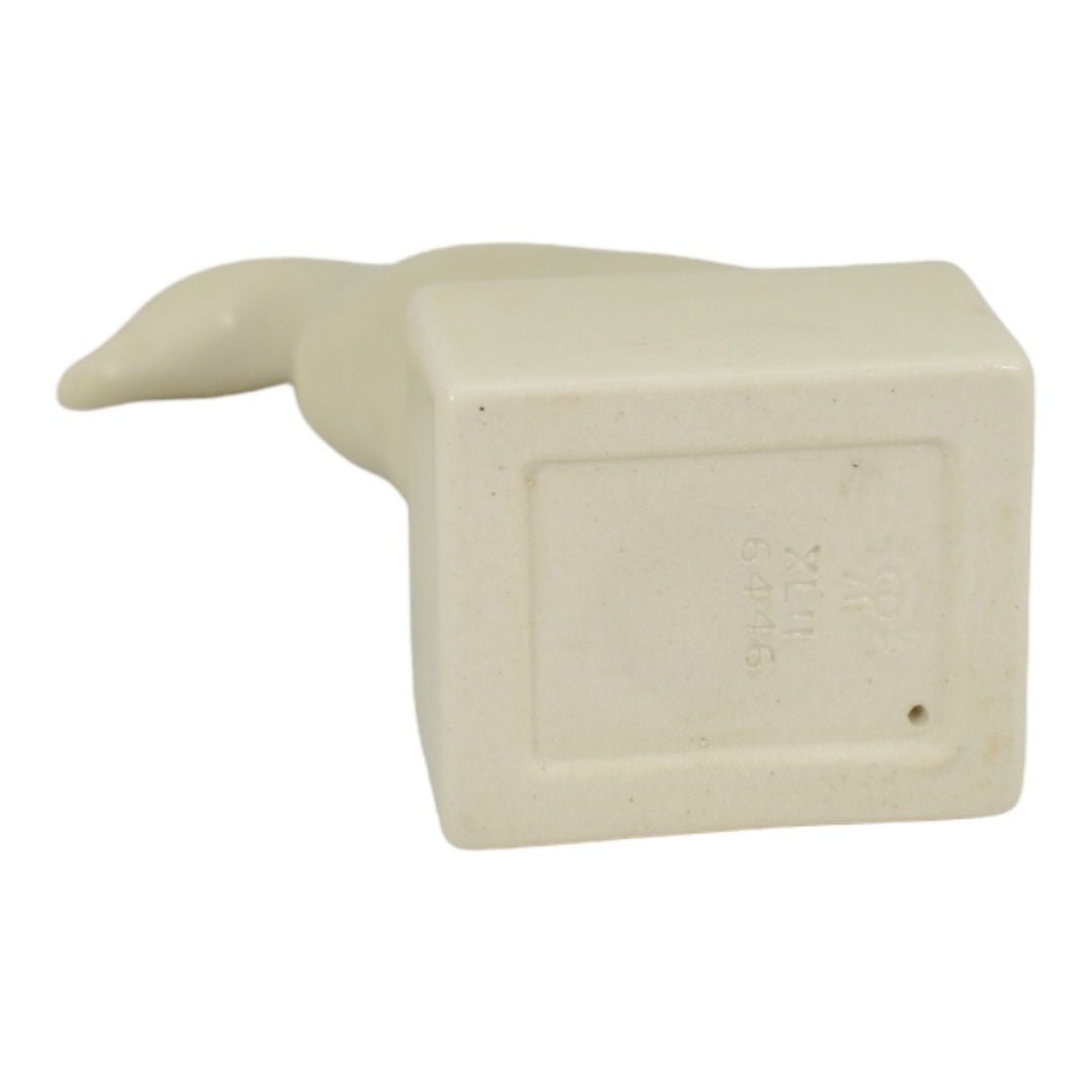Rookwood 1942 Vintage Art Pottery Matte Ivory Goose Paperweight Figurine 6446 - Just Art Pottery