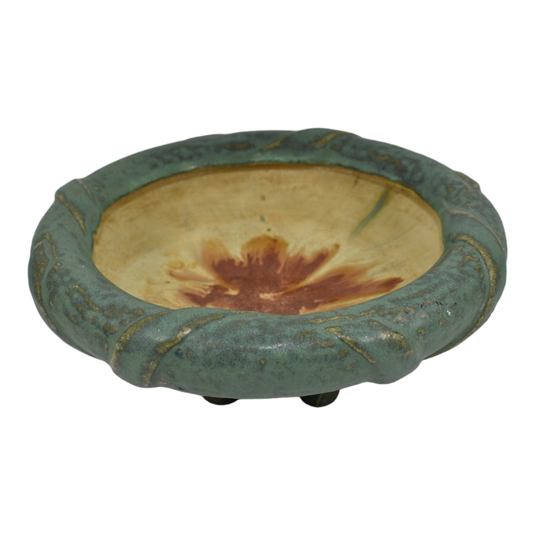 Fulper 1917-34 Arts And Crafts Pottery Matte Green Footed Ceramic Bowl 503 - Just Art Pottery