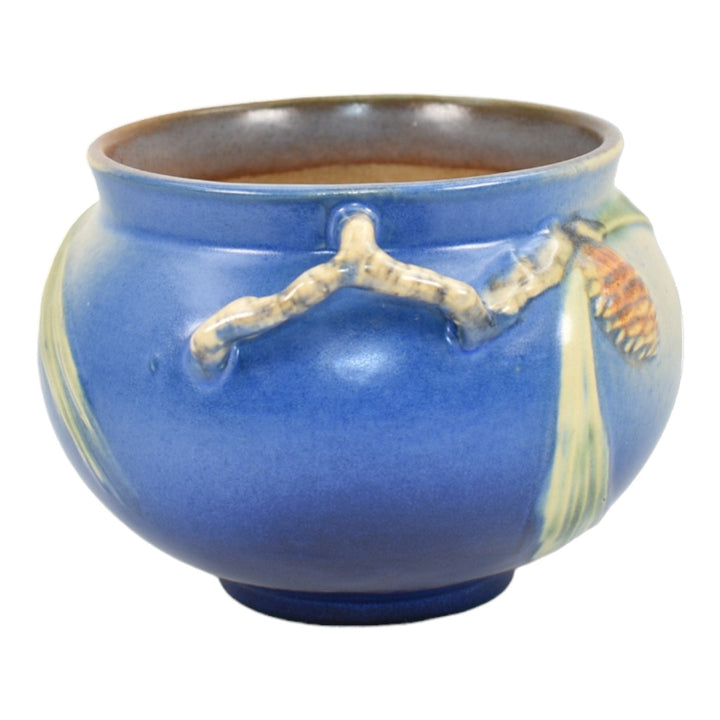 Roseville Pine Cone Blue 1936 Vintage Pottery Ceramic Jardiniere Planter 632-4 - Just Art Pottery
