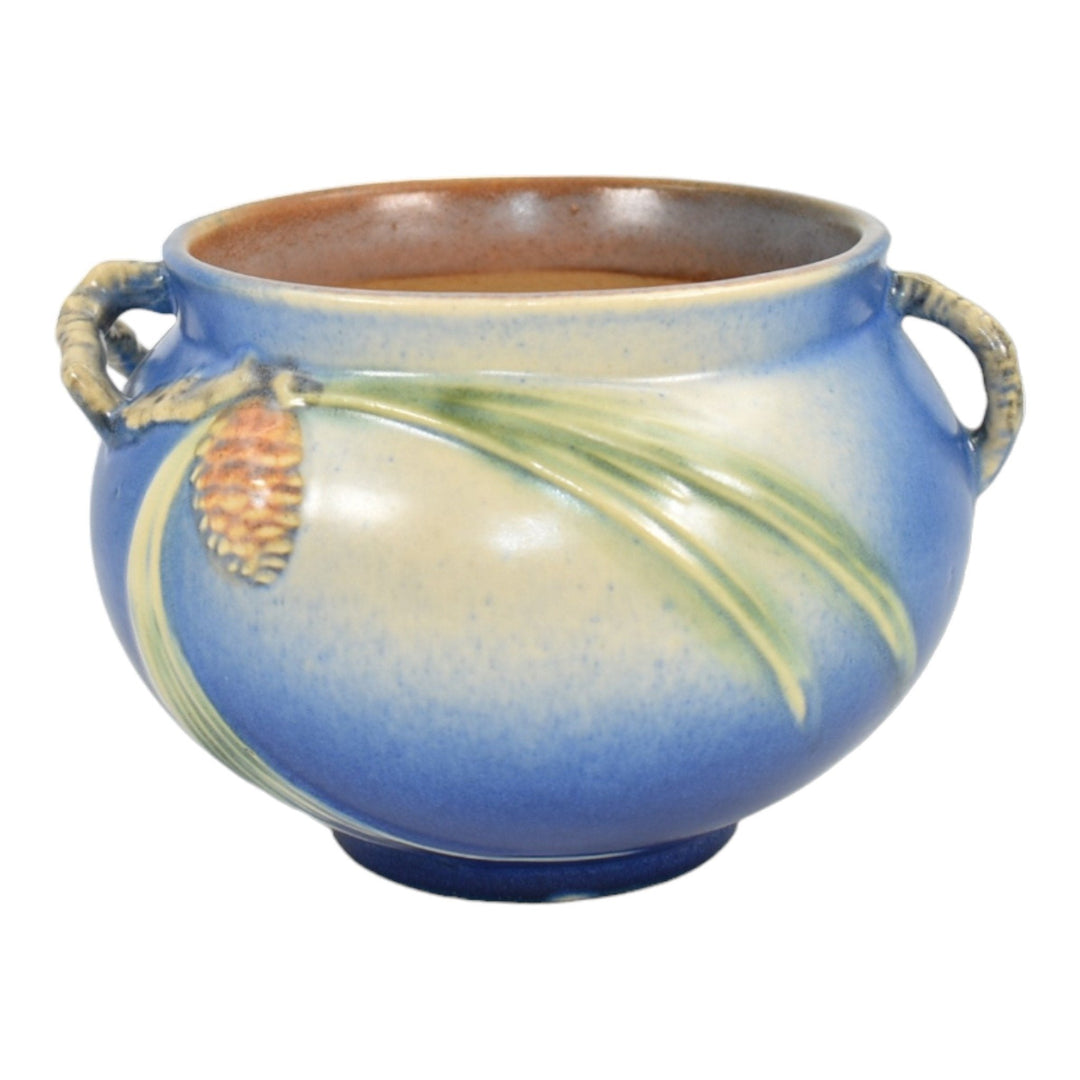 Roseville Pine Cone Blue 1936 Vintage Pottery Ceramic Jardiniere Planter 632-4 - Just Art Pottery