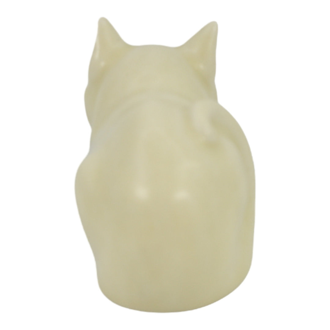 Rookwood 1928 Vintage Pottery Matte Ivory Cat Ceramic Paperweight Figurine 6065 - Just Art Pottery