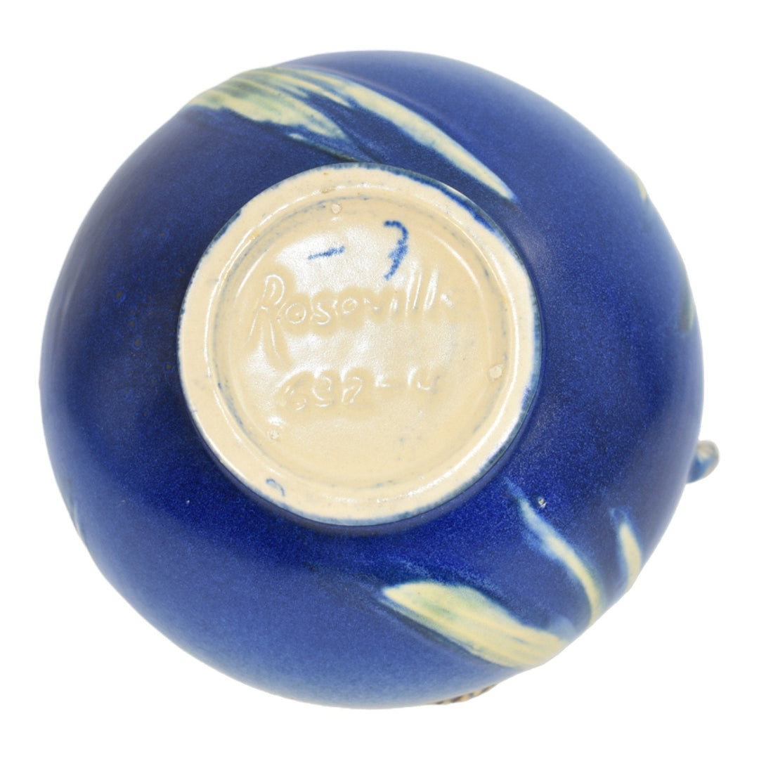 Roseville Pine Cone Blue 1936 Vintage Pottery Ceramic Jardiniere Planter 632-4 - Just Art Pottery