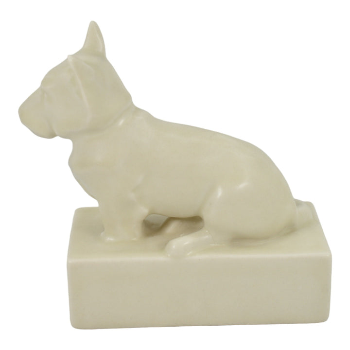 Rookwood 1942 Art Pottery Matte Ivory Scottie Dog Paperweight Bookend 5449 - Just Art Pottery