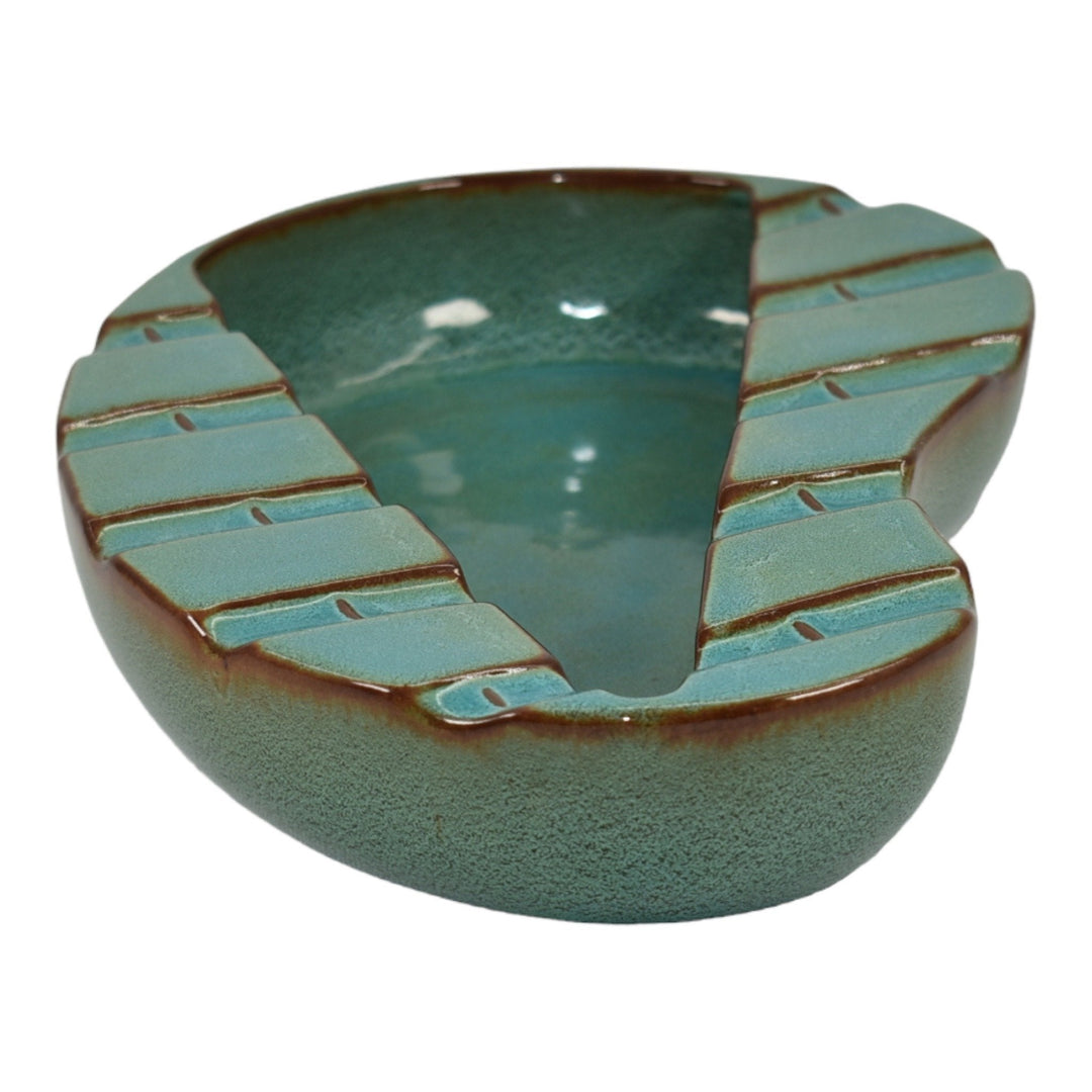 Nicodemus Ferro Stone Vintage Mid Century Modern Pottery Aqua Blue Ashtray 401 - Just Art Pottery