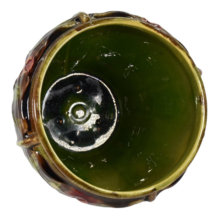 Weller Majolica Blended 1900s Pottery Green Hosta Leaf Ceramic Jardiniere - Just Art Pottery