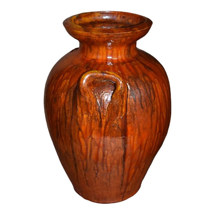 North Carolina Cole Vintage Southern Pottery Orange Uranium Tall Ceramic Vase - Just Art Pottery