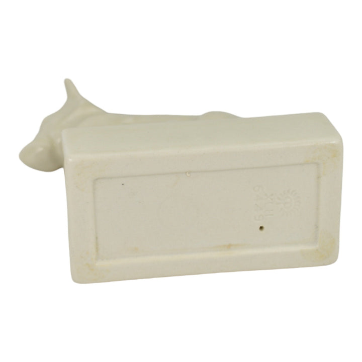 Rookwood 1942 Art Pottery Matte Ivory Scottie Dog Paperweight Bookend 5449 - Just Art Pottery