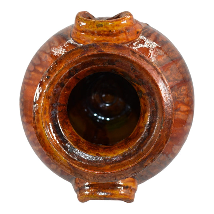 North Carolina Cole Vintage Southern Pottery Orange Uranium Tall Ceramic Vase - Just Art Pottery