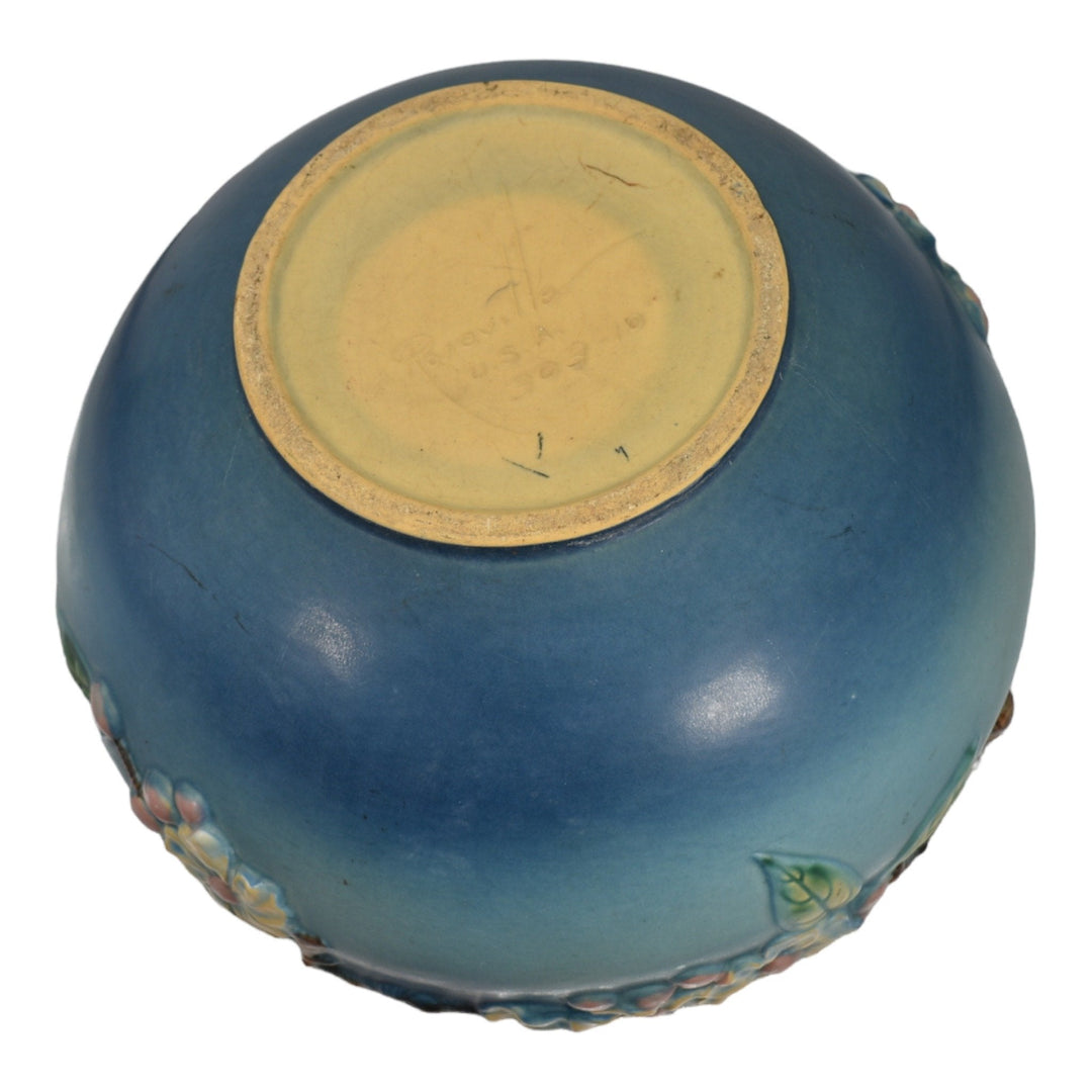 Roseville Apple Blossom Blue 1949 Vintage Pottery Jardiniere Pedestal 303-10 - Just Art Pottery