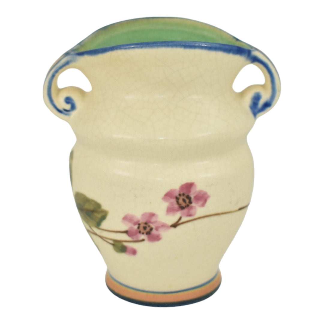 Weller Bonito 1927-33 Pottery Hand Painted Pink Floral Ceramic Vase Pillsbury - Just Art Pottery