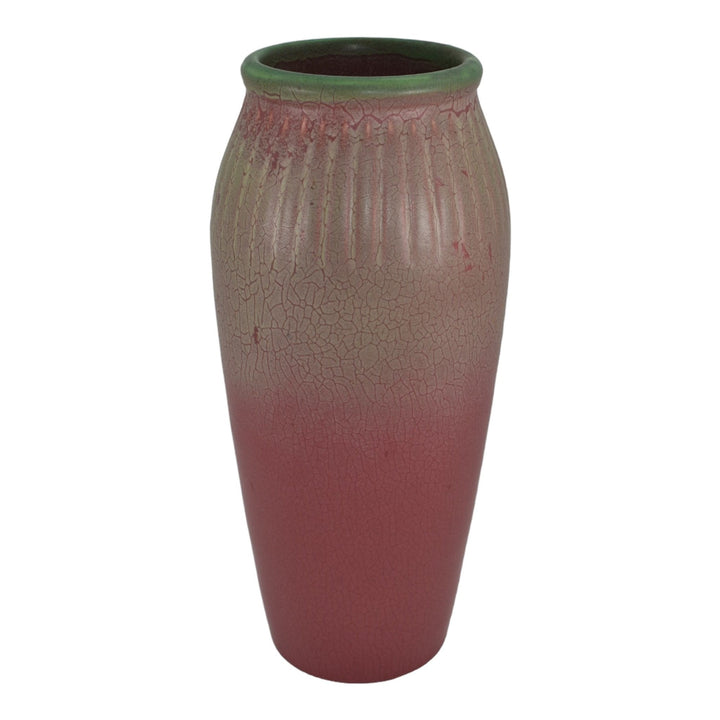 Rookwood 1905 Vintage Arts And Crafts Pottery Matte Green Over Rose Vase 1121B - Just Art Pottery