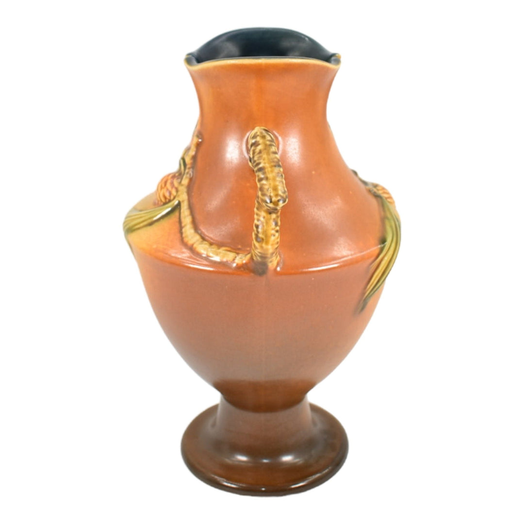 Roseville Pine Cone Brown 1936 Vintage Art Pottery Ceramic Flower Vase 848-10 - Just Art Pottery