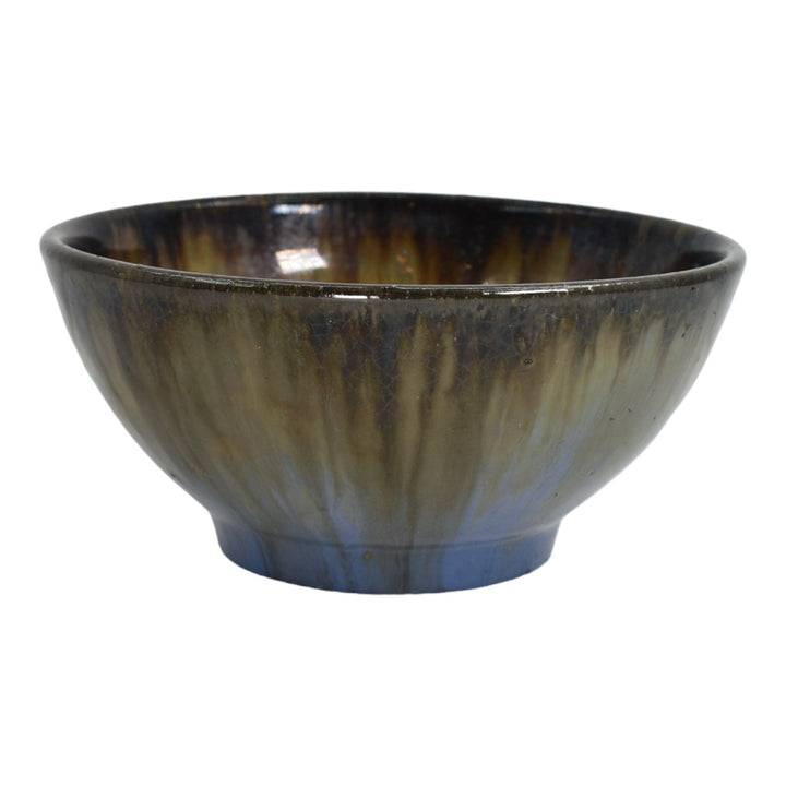 Fulper Prang 1913-17 Arts And Crafts Art Pottery Brown Blue Flambe Glaze Bowl 45 - Just Art Pottery