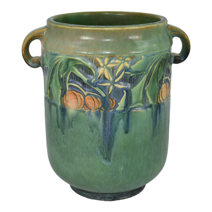 Roseville Baneda Green 1932 Vintage Arts And Crafts Pottery Ceramic Vase 610-7 - Just Art Pottery