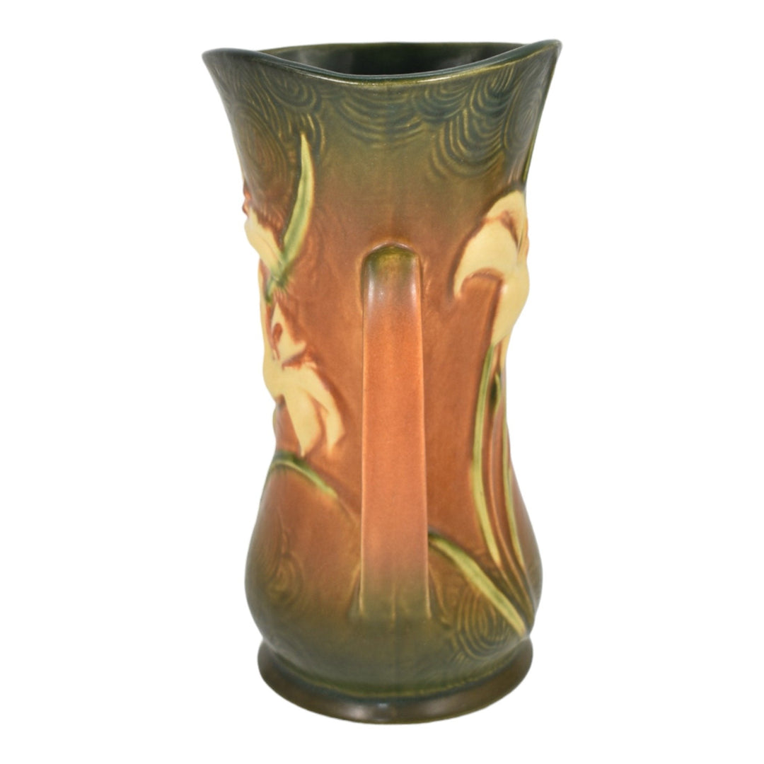 Roseville Zephyr Lily 1946 Vintage Mid Century Modern Pottery Brown Vase 135-9 - Just Art Pottery