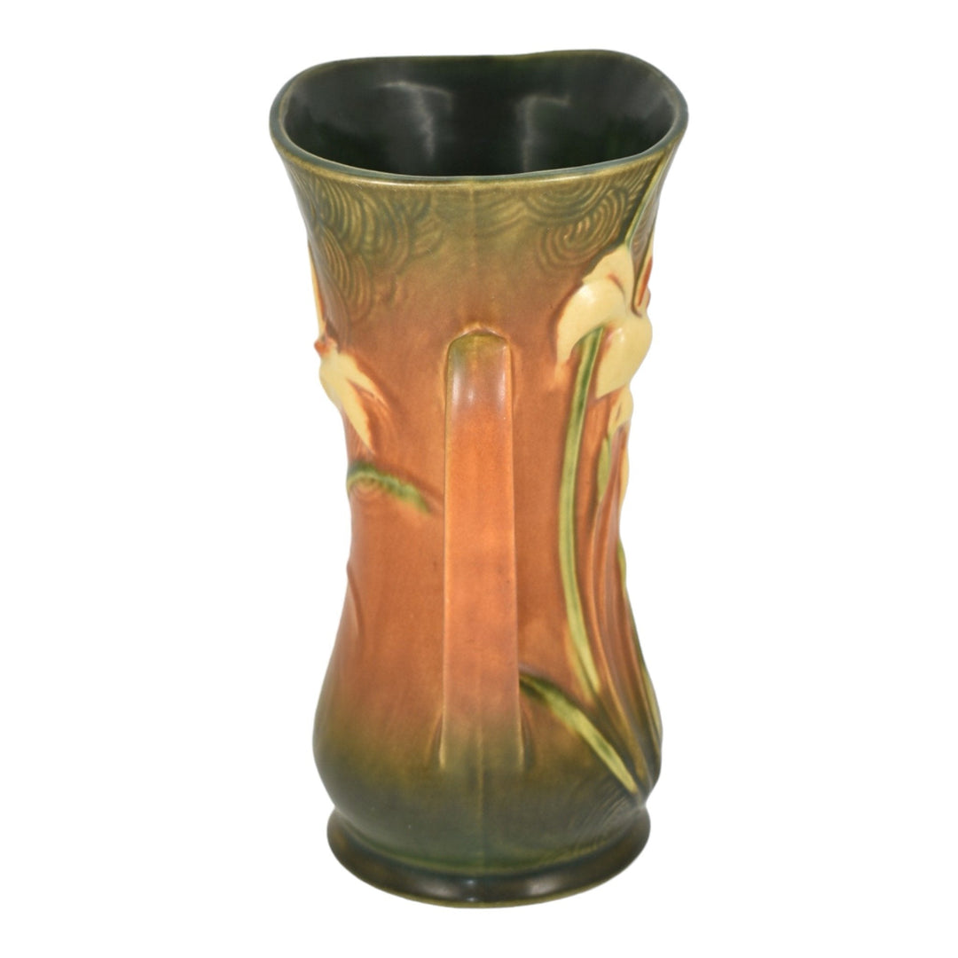 Roseville Zephyr Lily 1946 Vintage Mid Century Modern Pottery Brown Vase 135-9 - Just Art Pottery
