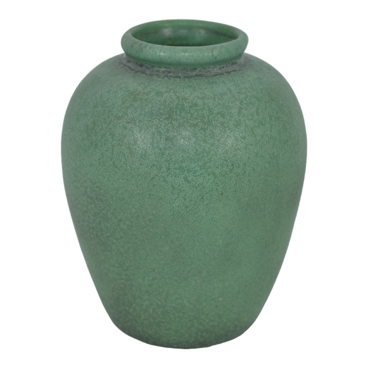 Teco Antique Arts And Crafts Pottery Hand Crafted Matte Green Ceramic Vase 200 - Just Art Pottery