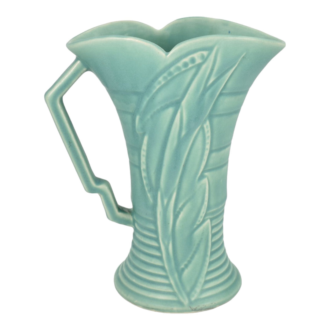 Arthur Wood Harford England Vintage Art Deco Pottery Green Ceramic Pitcher Vase - Just Art Pottery