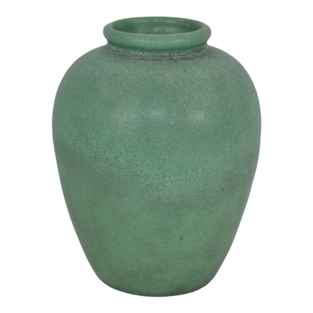 Teco Antique Arts And Crafts Pottery Hand Crafted Matte Green Ceramic Vase 200 - Just Art Pottery