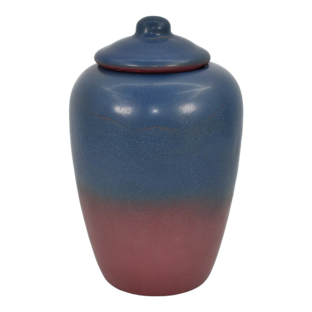 Van Briggle 1920s Arts And Crafts Pottery Mulberry Ceramic Covered Jar 884 - Just Art Pottery