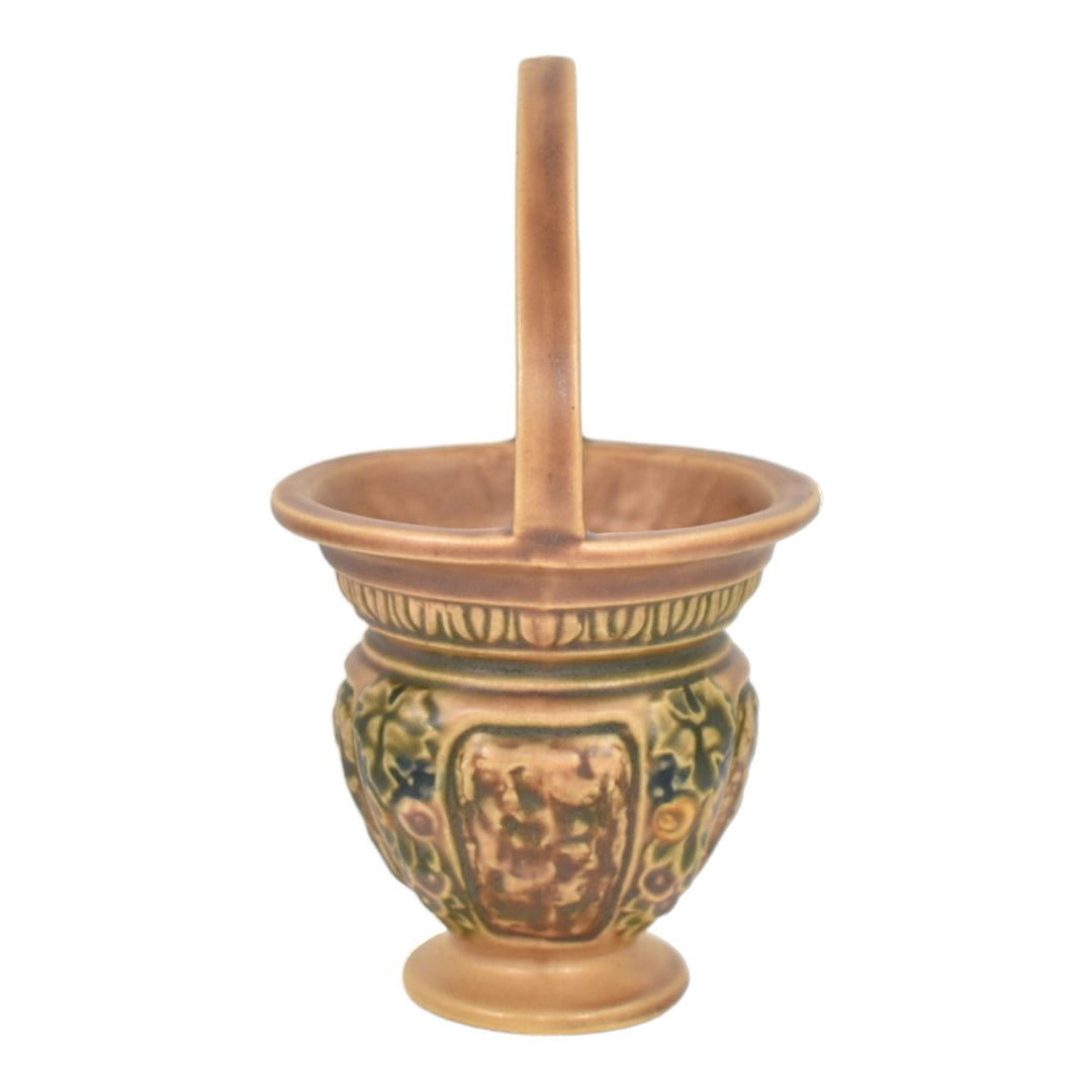 Roseville Florentine I Brown 1924 Vintage Art Pottery Ceramic Basket 320-6 - Just Art Pottery
