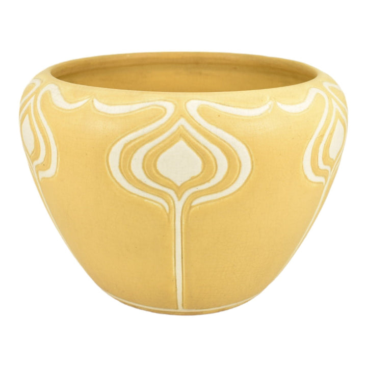 Weller Camelot 1914 Vintage Art Pottery Yellow Ceramic Jardinere Planter - Just Art Pottery