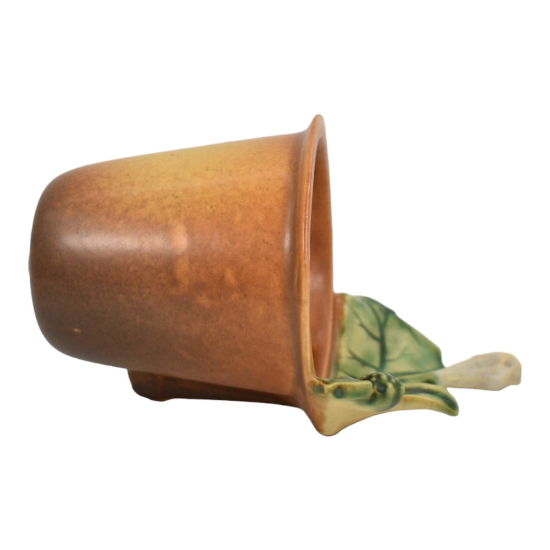 Roseville Thornapple Brown 1937 Art Deco Pottery Ceramic Wall Pocket 356-4 - Just Art Pottery