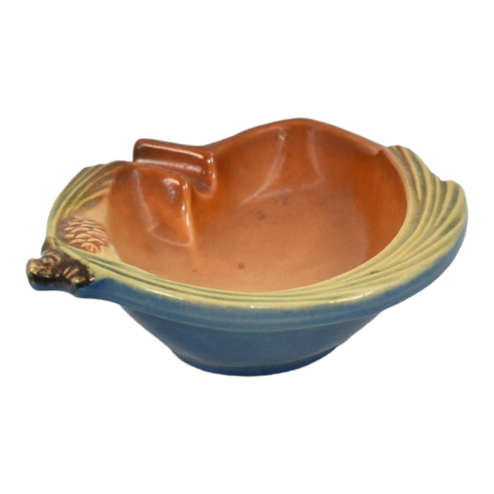Roseville Pine Cone Blue 1953 Vintage Art Pottery Ceramic Ashtray 499 - Just Art Pottery