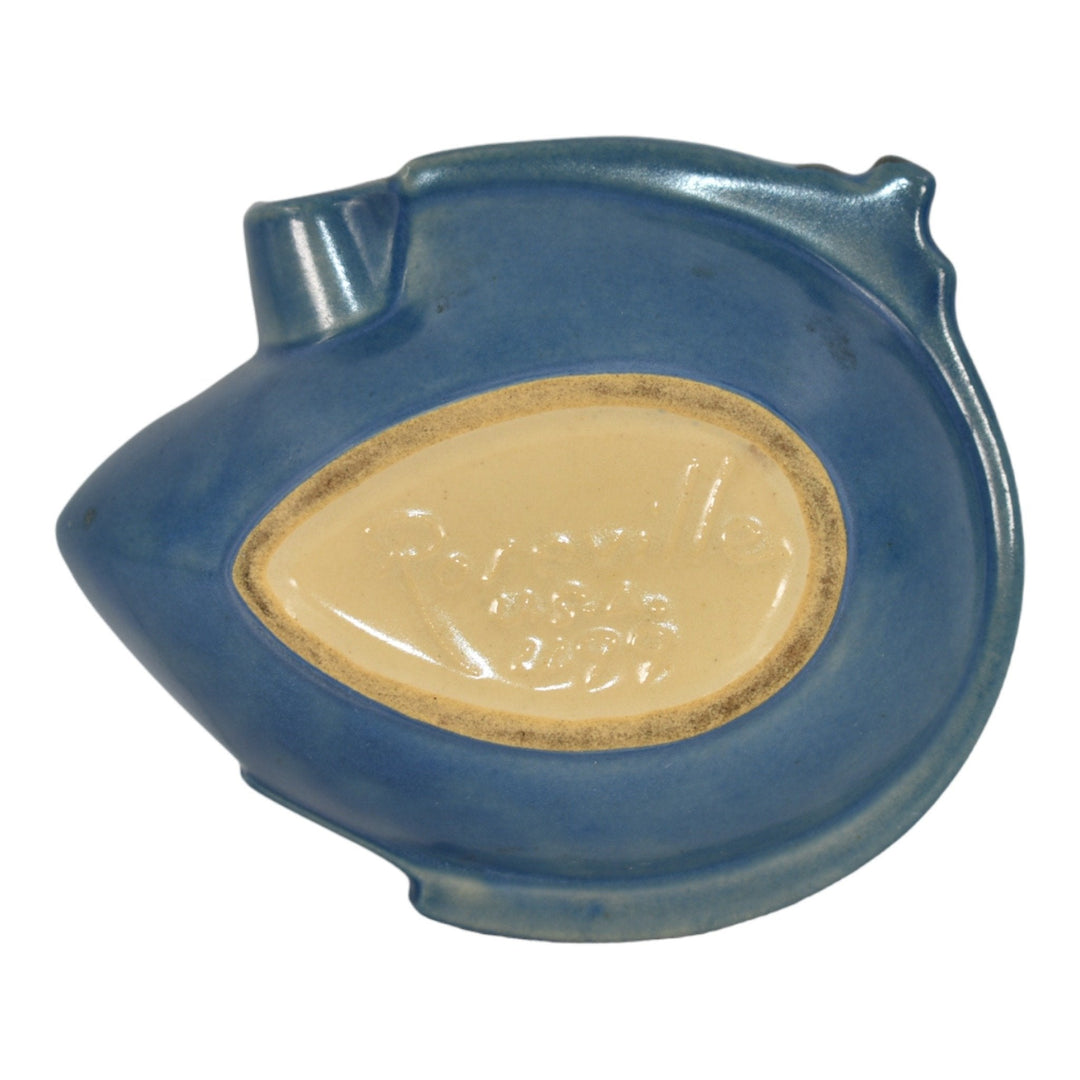 Roseville Pine Cone Blue 1953 Vintage Art Pottery Ceramic Ashtray 499 - Just Art Pottery