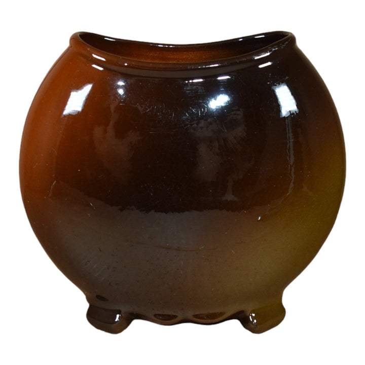 Weller Louwelsa 1900s Vintage Art Pottery Brown Ceramic Pillow Vase (Mitchell) - Just Art Pottery
