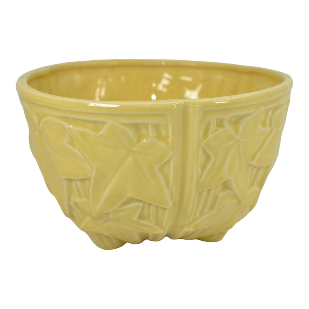 McCoy 1950 Vintage Pottery Yellow Ivy Leaves Ceramic Hanging Basket Planter 32 - Just Art Pottery