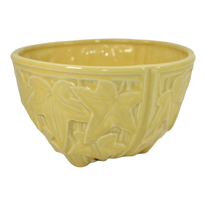 McCoy 1950 Vintage Pottery Yellow Ivy Leaves Ceramic Hanging Basket Planter 32 - Just Art Pottery