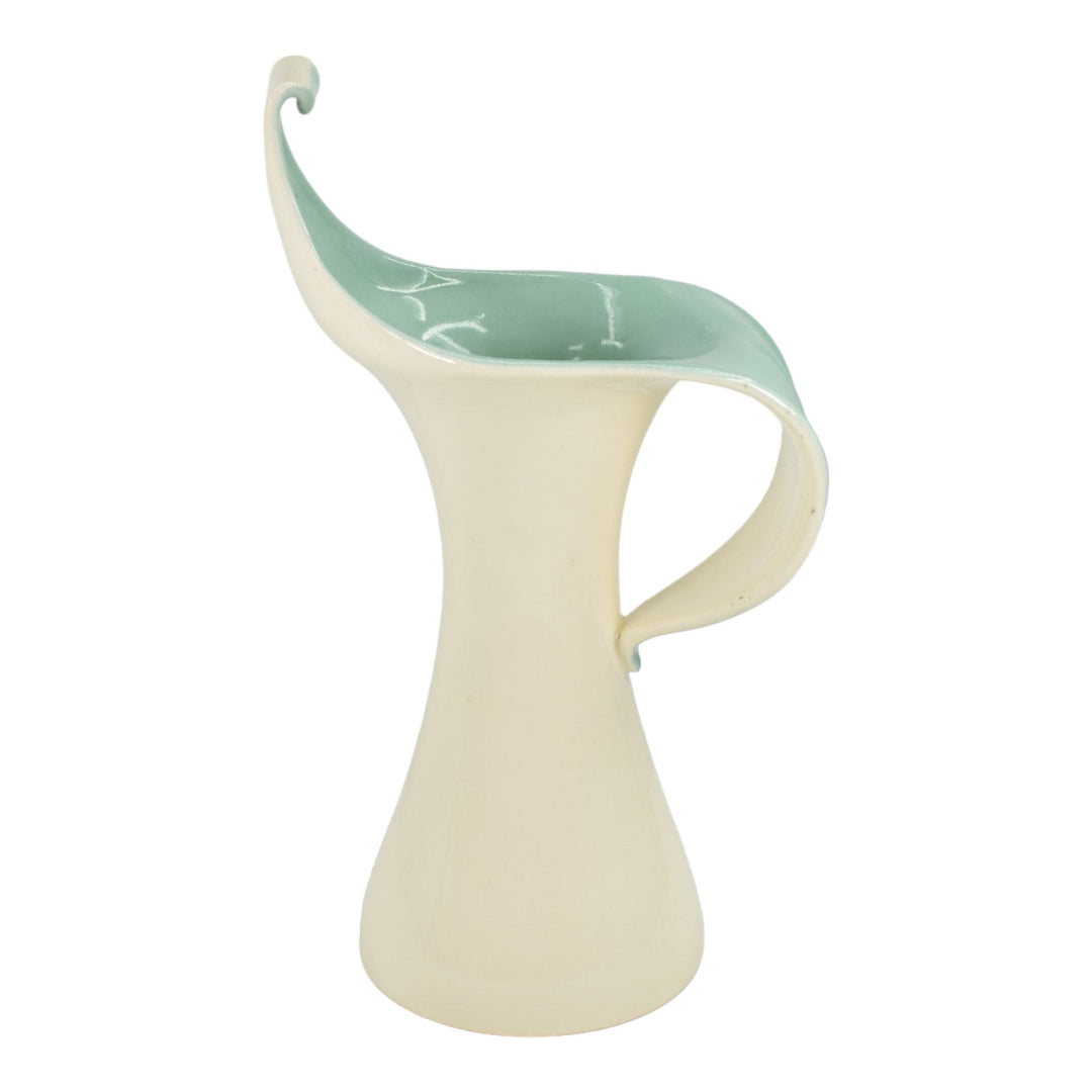 Erphila Czechoslovakian Vintage Art Pottery White Green Ceramic Vase 4051