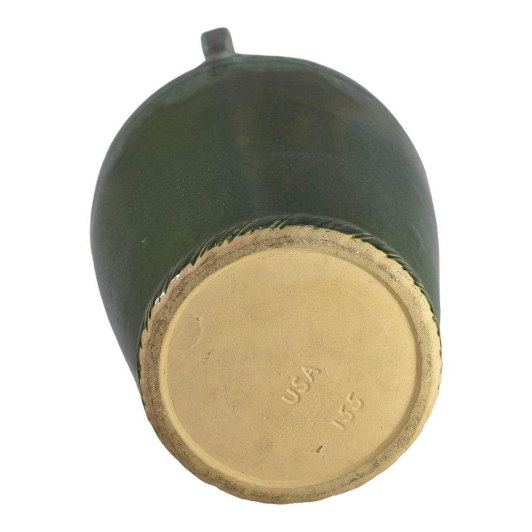 Robinson Ransbottom Ohio Pottery Vintage Green Ceramic Oil Jar Floor Vase 155 - Just Art Pottery