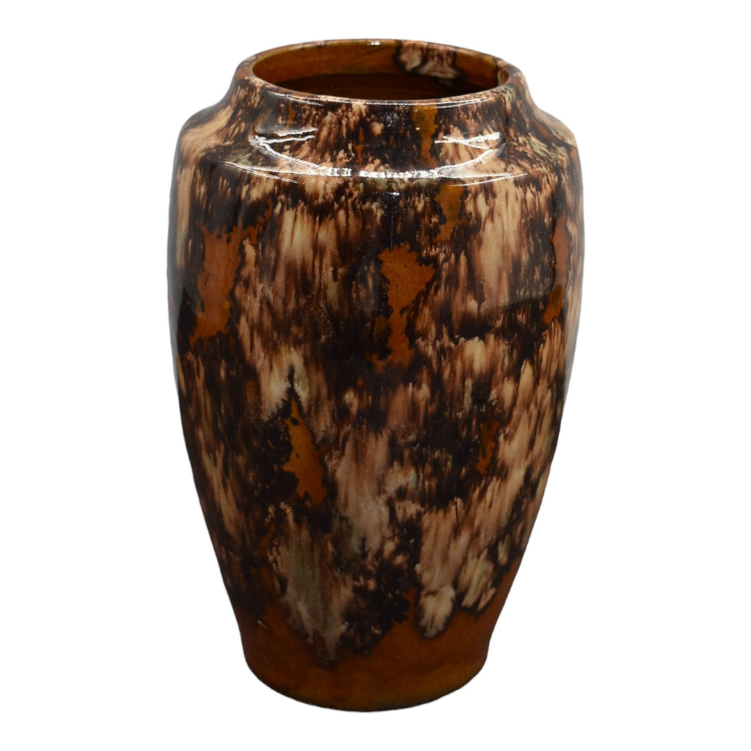 Brush McCoy 1930s Vintage Art Pottery Brown Onyx Blended Ceramic Vase 060 - Just Art Pottery