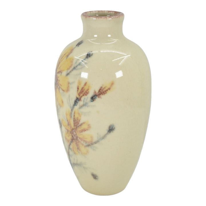 Kenton Hills 1940s Mid Century Modern Art Pottery Floral Ivory Vase 109 Seyler - Just Art Pottery