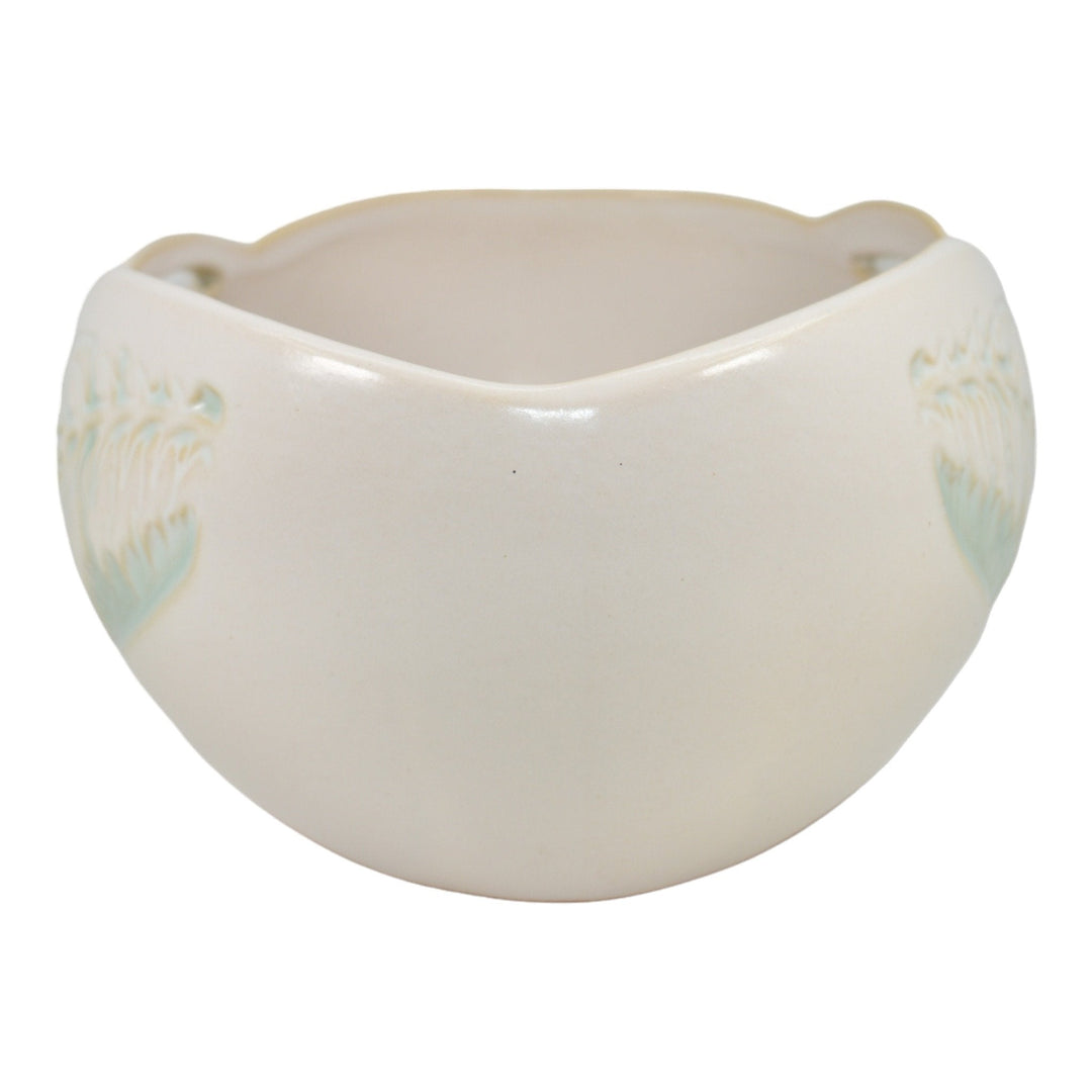 Roseville Silhouette White 1950 Vintage Mid Century Modern Pottery Bowl 727-8 - Just Art Pottery