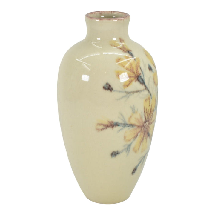 Kenton Hills 1940s Mid Century Modern Art Pottery Floral Ivory Vase 109 Seyler - Just Art Pottery