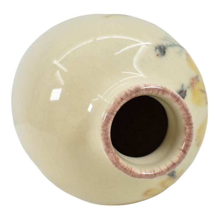 Kenton Hills 1940s Mid Century Modern Art Pottery Floral Ivory Vase 109 Seyler - Just Art Pottery