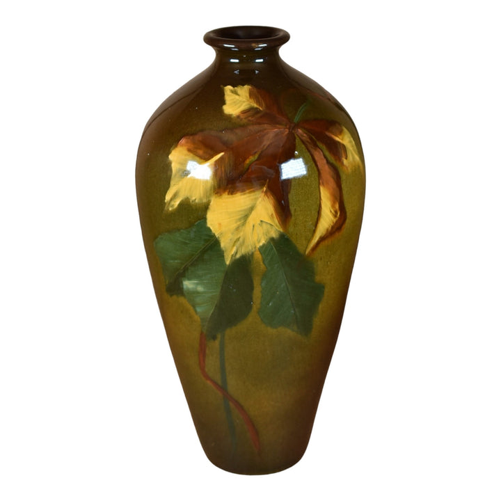 Weller Louwelsa 1900s Vintage Hand Painted Pottery Brown Ceramic Flower Vase - Just Art Pottery