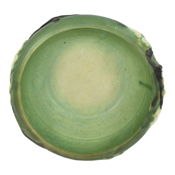 Roseville Dogwood Smooth Green 1920 Vintage Art Pottery Ceramic Bowl - Just Art Pottery