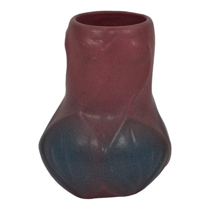 Van Briggle 1920s Vintage Art Pottery Mulberry Violets Leaves Ceramic Vase 645 - Just Art Pottery